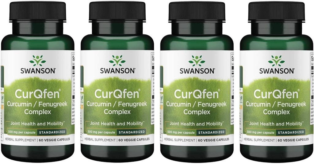 Swanson Kontrol Rilis Curqfen Curcumin / Furugreek Kompleks 60 Veg Capsules (4 Pack)