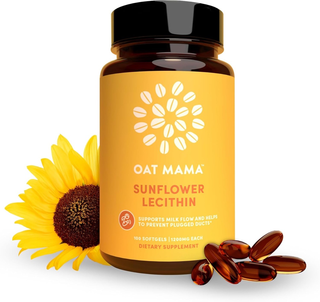 OAT MAMA Sunflower Lecithin Lactation Capsules 124; Essentials Breastfeating untuk Milk Flow & Clogged Duct Relief; Postpartum Lactation Support untuk meningkatkan Breastmilk Production 12430 Count