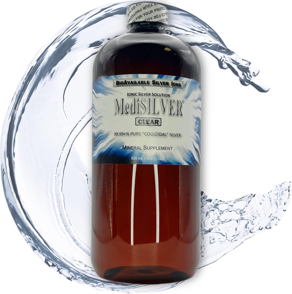 MediSILVER Hapus Ionic Free Colloidal Silver Dietary Suplemen - 500 mL (16.9 Fl Oz) dalam Amber BPA-Free Plastic Bottle