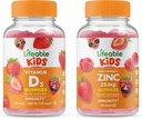 Lifeable Zinc 25mg Kids + Vitamin D Kids, Gummies Bundle - Great Tasting, Vitamin Suplemen, Gluten Free, GMO Bebas, Gummy Chewable