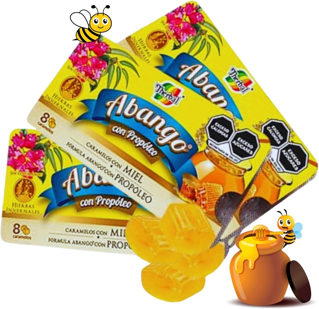 Abango & Propolis Cough Drop Trays - 8 Individually Wrapped Drops Each - Winter Herbal Blend, Delicious Flavor (3 Pack) - Dulces para la TOS con Abango & Propóleo - Dietary Supplemen