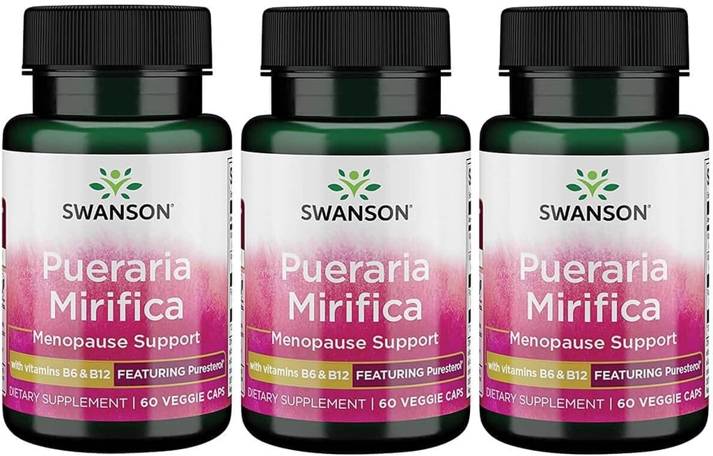Swanson Pueraria Miffica dengan B6 '&' B12 - Menampilkan Puresterol 60 Veg Caps 3 Pack
