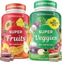 Superfood Fruit and Veggie Suplement - 360 Whole Super Fruit and Vegetable Suplemen & Vitamin with Beta- Carotene, Soy Free- 180 Count (Pack of 2)