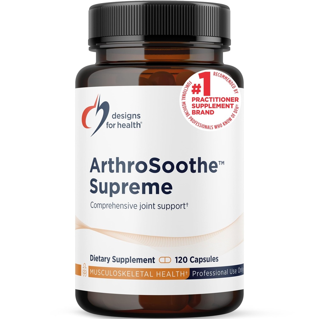 Design for Health ArthroSoothe Supreme - Gabungan Dukungan Tambahan untuk Orang dewasa dengan Glucosamin Sulfate, Quercetin, Mussel Lip Hijau, MSM, Tengkorak Cina + More - Non-GMO (120 Capsules)