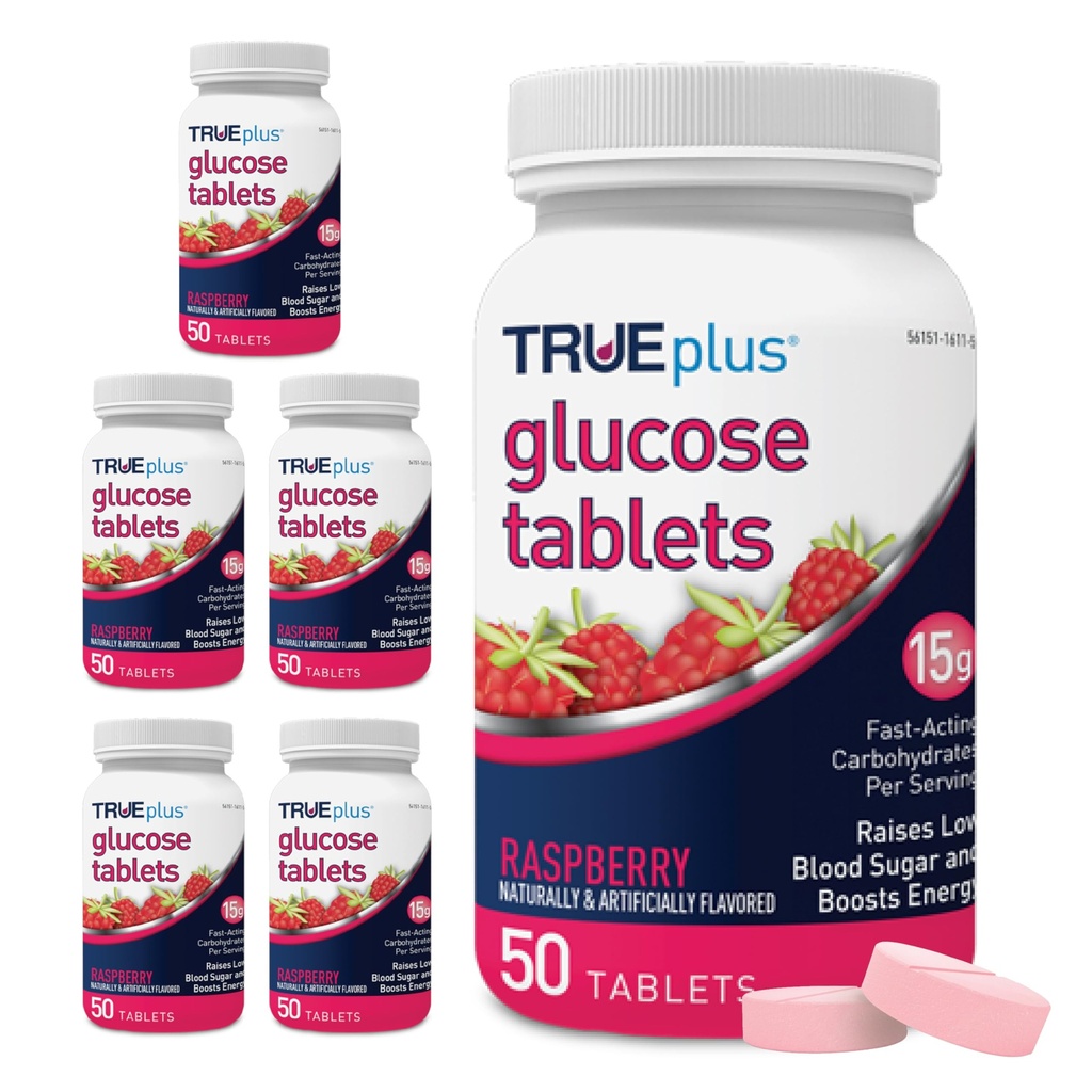 TrUEplus ® Glube Tablet, Raspberry Flavor - 50 Cacah (Paket 6)
