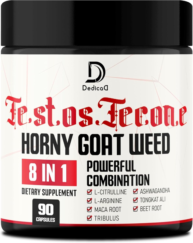 90 Capsules - 8in1 Horny Goat, Weed for Men, Tribulus Terrestris, L- Arginine, Maca Root, Tongkat Ali, Beet Root