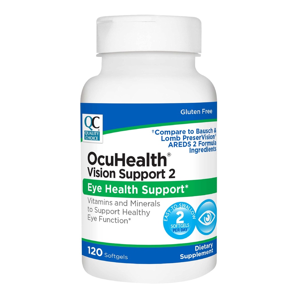 Pilihan Kualitas Ocuhealth, Kunjungan Kesehatan Mata Dukungan 2 Vitamin & Mineral Suftgels, 120 Count Bottles