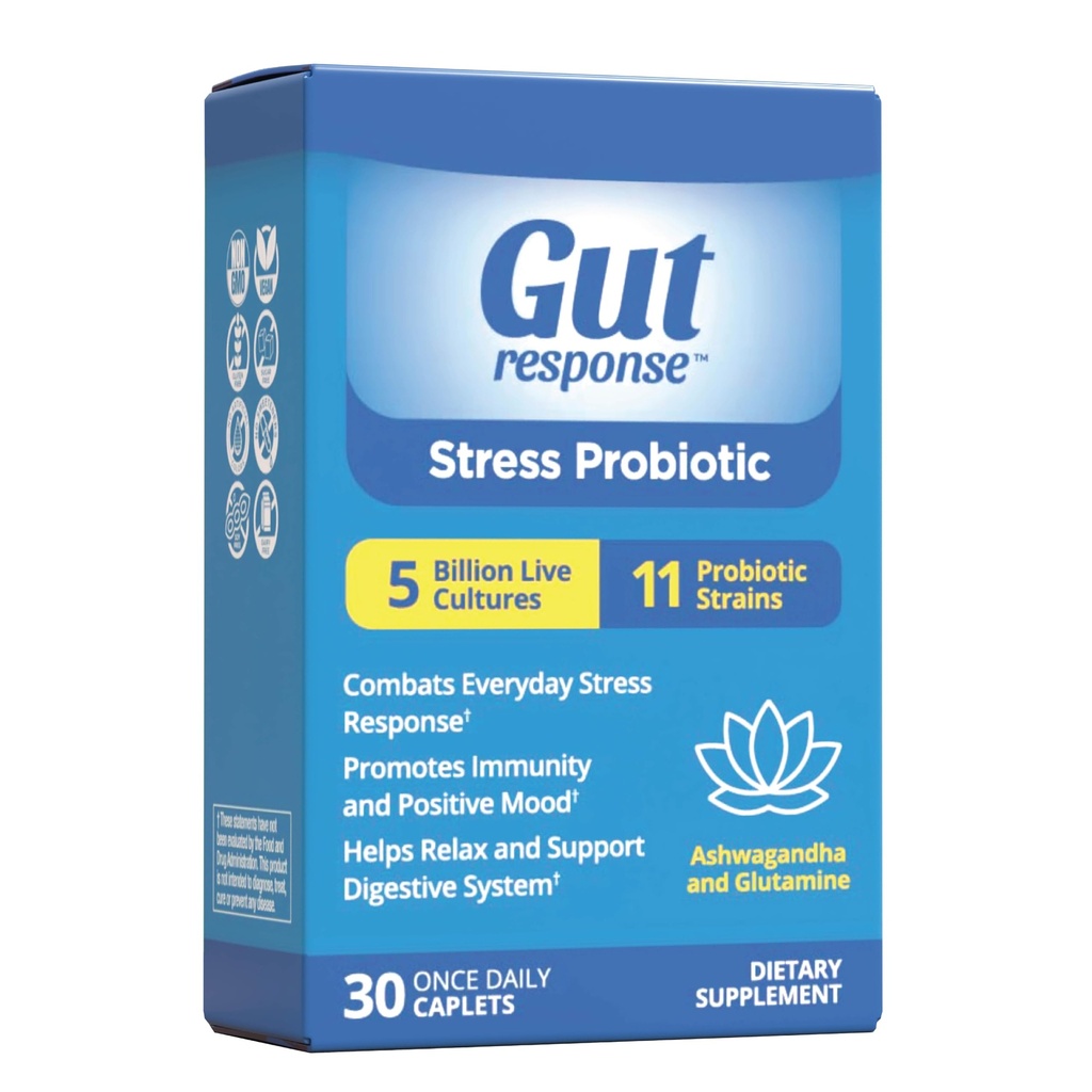 Stres Probiotic for Men & Women, Slows Down Digetical Aging, Boosts Ammune System, Promotes Calstice, Ashwagandha, L- Glutamine, Non-GMO, Gluten Free & Vegan, 5 Milyar CFU, 30 Caplets