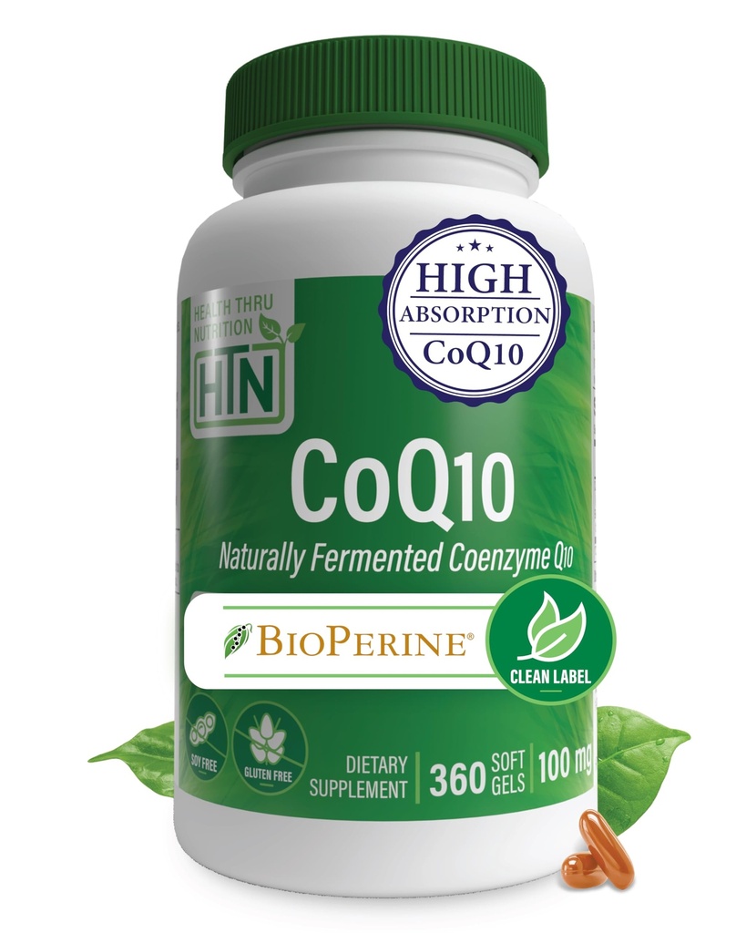 Pembekuan Kesehatan KoQ-10 100mg dengan BioPerine 360 Softgeels 124; Penyerapan Tinggi Suram Ually Ferted USP Tingkat Koenzim Q10 Tambahan 124; Pihak Ke-3 Diuji 124; Dukungan Kesehatan Jantung dan Energi