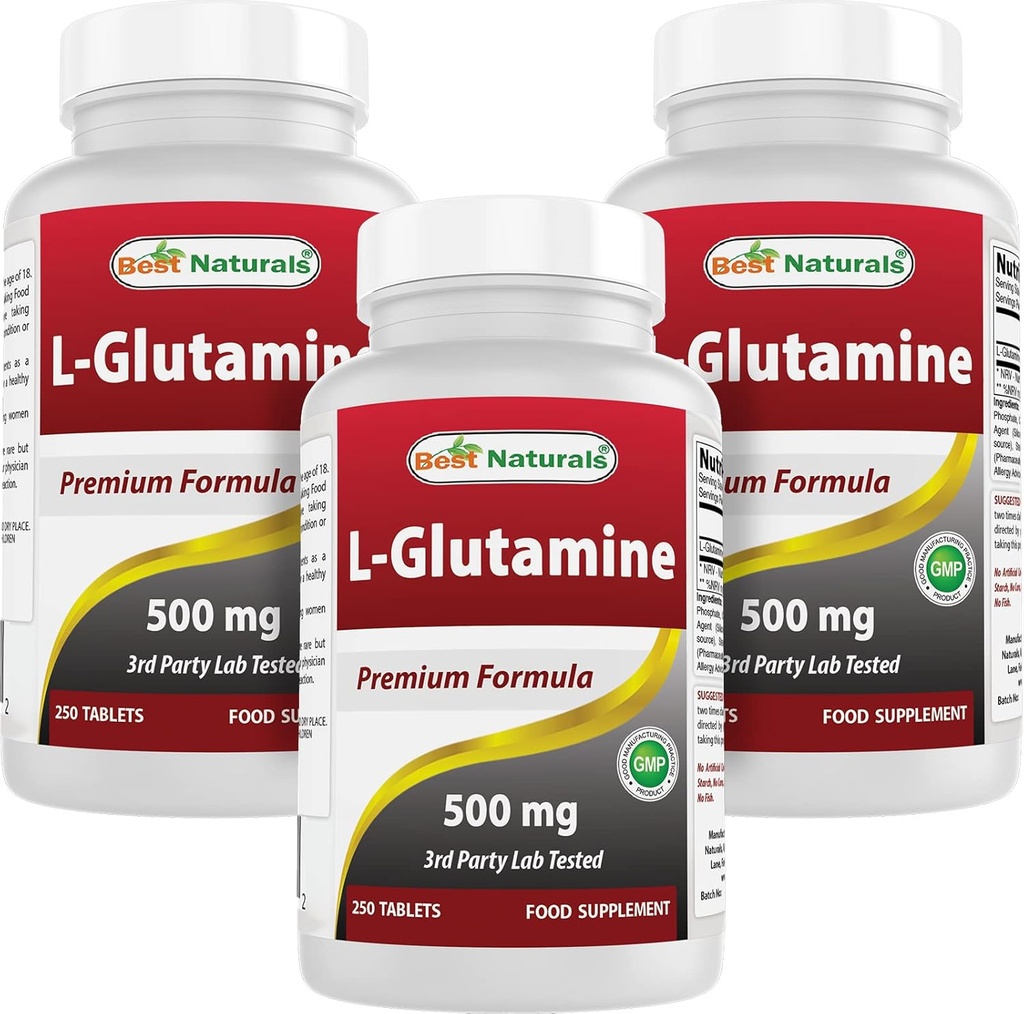 Terbaik L- Glutamine 500mg, 250 Tablet (250 Cacah 3))