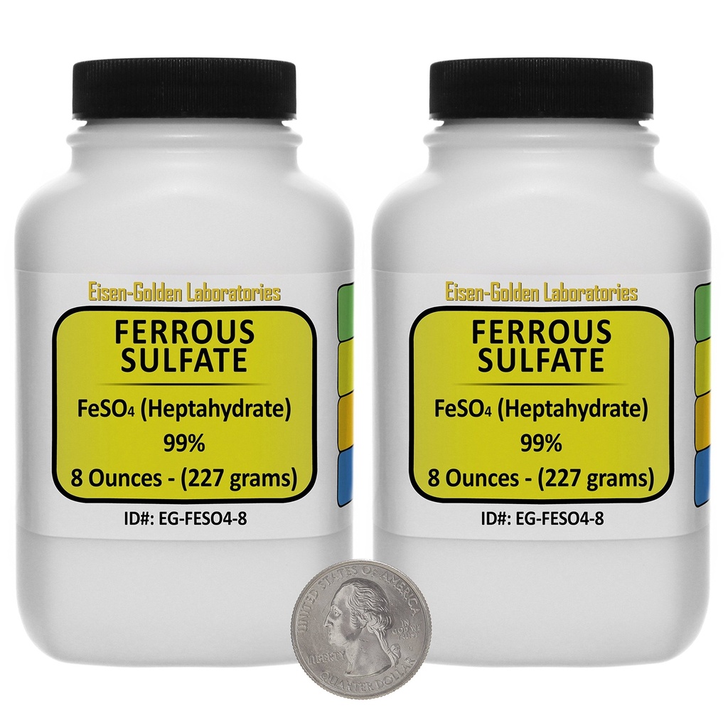Ferrous Sulfate [FeSO4] 99% ACS Grade Powder 1 Lb dalam Two Space- Saver Bottles