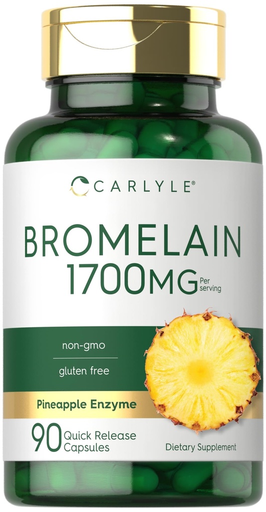 Carlyle Bromelain 1700 mg 124; 90 Capsules 124; Pineapple Enzyme Supplement; Non-GMO dan Gluten Free
