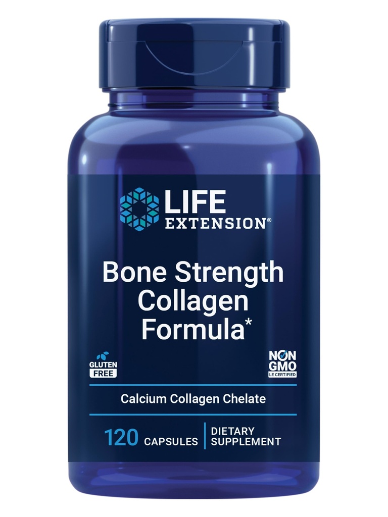 Hidup Extension Bone Strone Collagen Formula, Calcium Collagen chelate, Calcium fructoborate, Vitamin D3, Magnesium Citrate, Silicon, Boron, Gluten- Free, Non-GMO, 120 Capsules