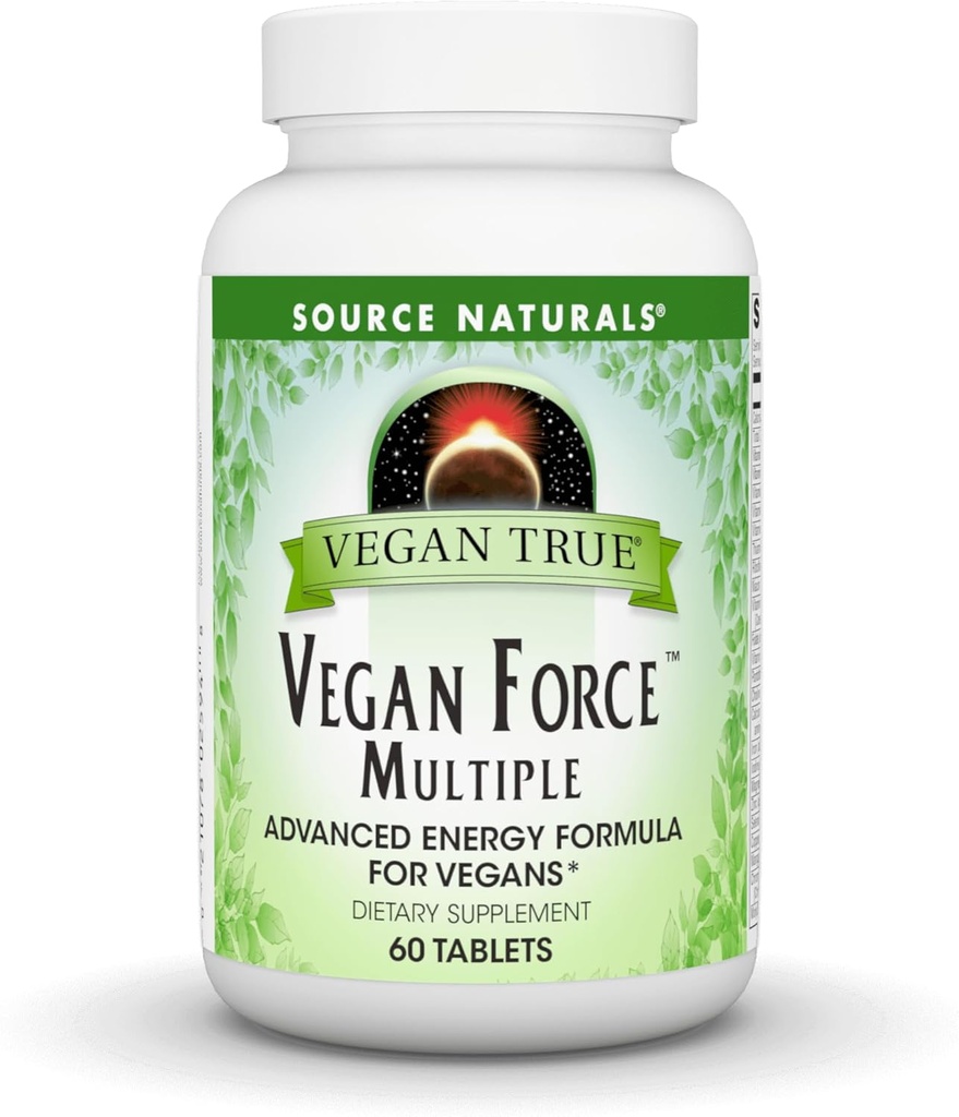Sumber Vegan True, Vegan Force Multiple, Advanced Energy Formula untuk Vegan * - 60 tablet