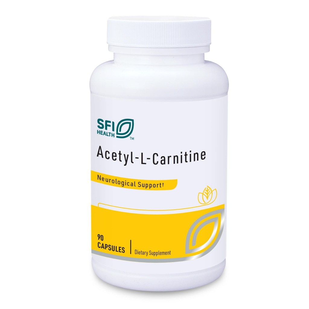 Klaire Labs SFI Health Acetyl- L- Carnitine 500 mg - Hypoallergenic Acetyl L- Carnitine Suplemen - Promotes Cognitive Health, Produksi Energi & Brain Dukungan (90 Capsules)