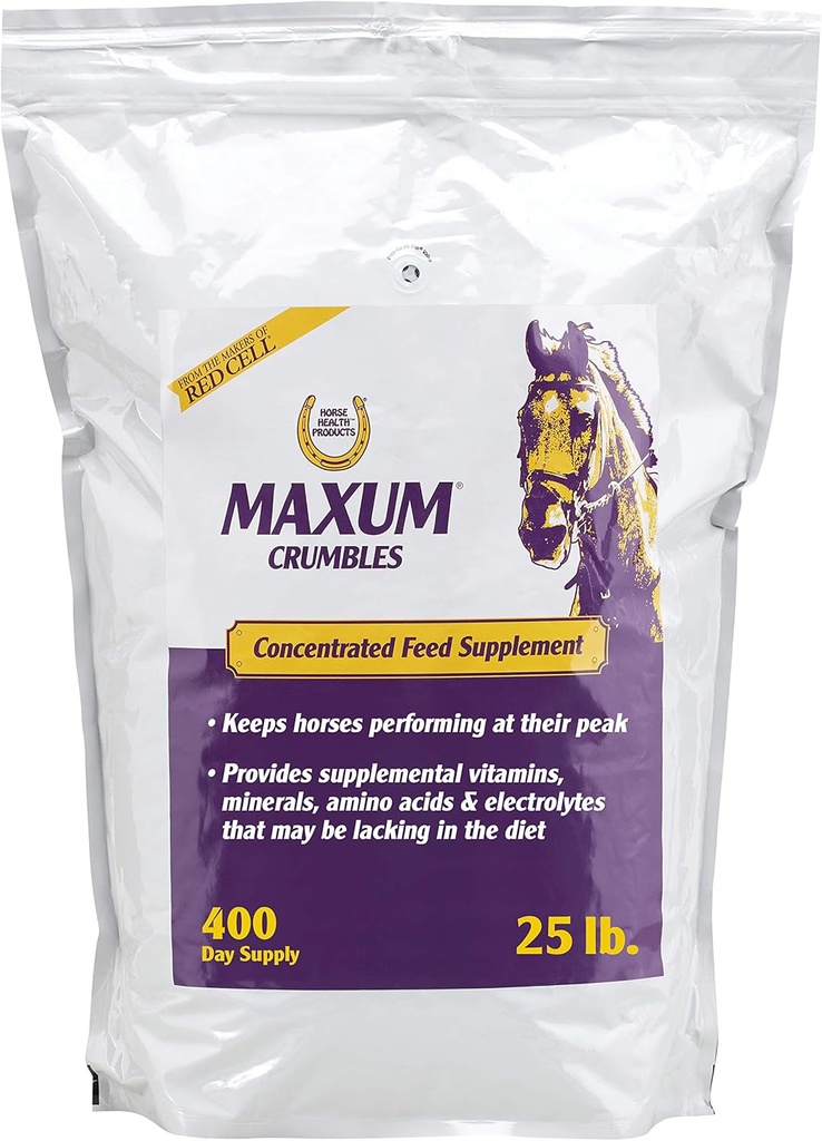 Kesehatan Kuda Maxum Crumbled Terkonsentrasi Suplemen Feed untuk Kuda, Menyediakan Rentang Wide Anutrisi Higizi Untuk Hari ini Equine Athlete 25 Pound