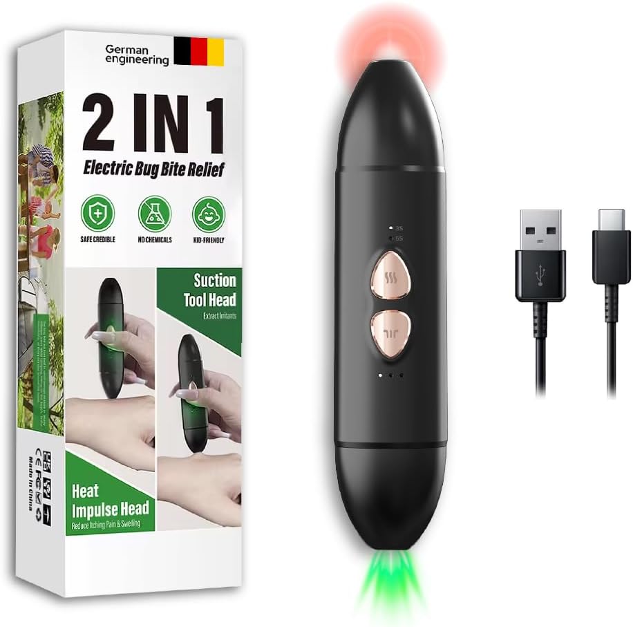 Insect Bite Relief Pen - Chemical- Free Heat Therapy for Mosquito Bites & Bee Stings 12.4; Portabel, Bisa dipakai kembali & Anak-Aman 124; Instant Itch & Sweelling Relief