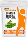 BulkSuplements.com Ginkgo Biloba Extract Powder - dari Ginkgo Biloba Leaf, Antioksidant Source, Herbal Suplemen - Bebas Gluten, 200mg per Serving, 500g (1.1 lbs) (Paket 1)
