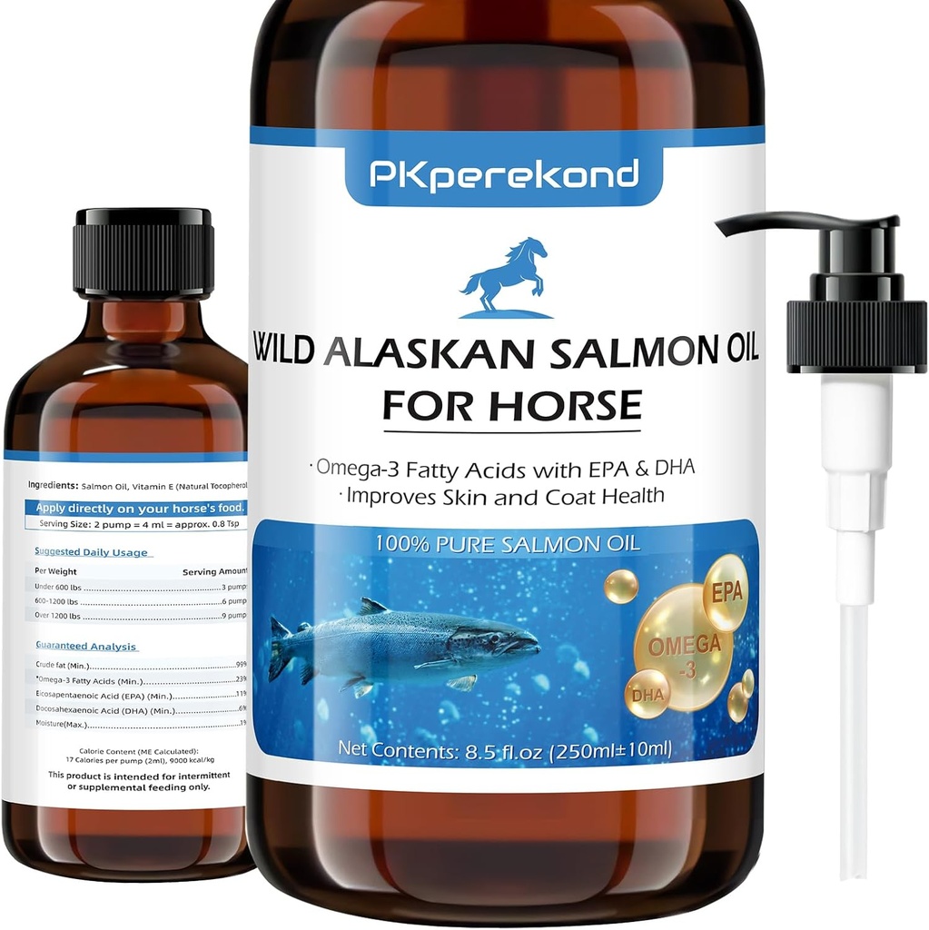 Minyak Salmon liar Alaska untuk Kuda, Itch Relief, EPA Minyak Ikan Omega 3 + DHA Acids Gendut, Skin & Coat Suplemen untuk Kuda, Dukungan Fungsi Gabungan, Kesehatan Immune & Heart