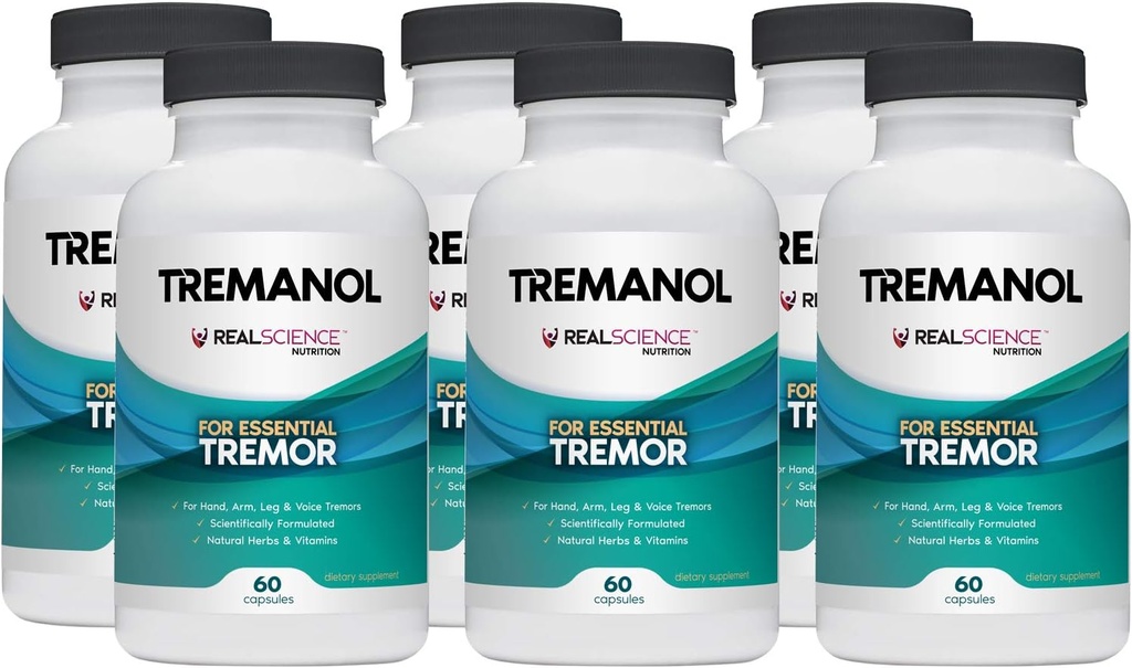 Tremanol - Pack of 6 - Natural Aid for Estile Tremor - Menyediakan Bantuan untuk Tangan Lengkap, Lengan, Kaki, & Voice Tremors