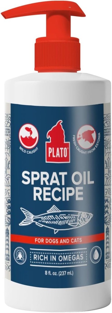 PASTO Pet Treats Fish Oil for Dogs - Omega 3 Oil for Dogs - Supports Healthy Skin and Coat - Baltic Sprat Oil Recipe 8 Ounces