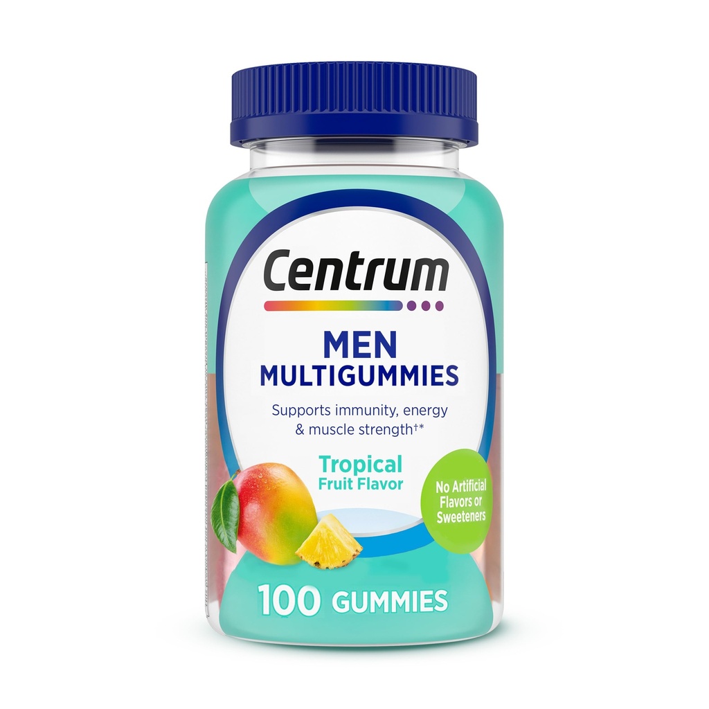 Sentrum Pria Multivitamin Gummies, Imune, Energi, Kesehatan Dukungan, 100 Count, 50 Hari Supply