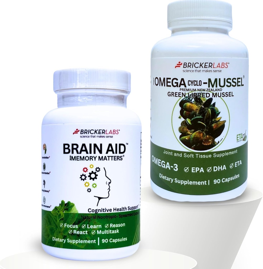 Bricker Labs Mind & Motion: Dukungan Kesehatan dan Kognitive Gabungan Bundle: Omega Cyclo - Mussel Spectrum Penuh Omega Gabungan Dukungan dan Memori Pikiran Matters Kognitive Dukungan Tambahan,