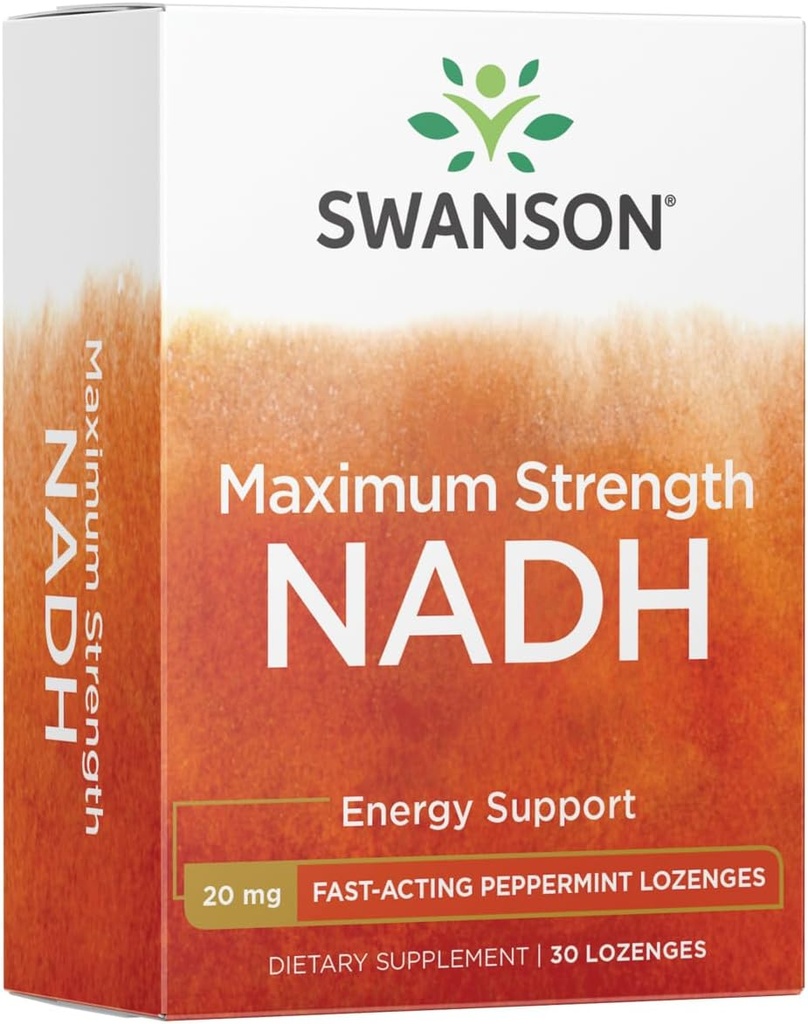 Swanson Maksimal Kekuatan NADH - Fast- Acting Peppermint Lozenges untuk Proculer Otak Kesehatan dan Energi Dukungan - Vitamin B3 Koenzim untuk membantu memerangi Fatigue - (30 Tablet, 20mg Masing-masing) 1 Pack