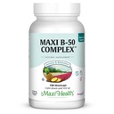 Maxi Health Vitamin B Complex - High Potency B Complex Vitamin B-50 dengan B1, B2, B3, B6, B12, Biotin & Flolate - Dukung Cellular Energy & Mental Clarity - 100 Capsules
