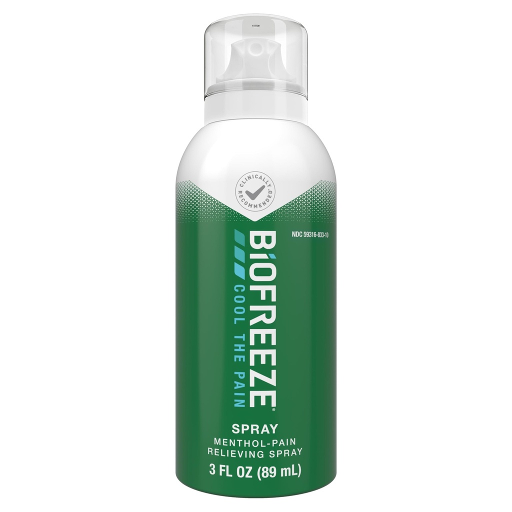 Biofreeze Menthol Spray 3 FL OZ Berwarna Aerosol Spray untuk Relief Pain yang terkait dengan Sore Muscles, Arthritis, Simpel Retache, dan Gabungan Pain