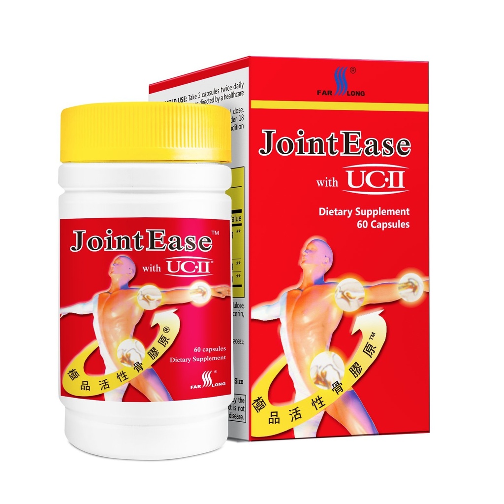FARLONG JointEase dengan UC-II, Undenatured Tipe II Collagen, Glucosamin Hydrochloride, Chondroitin Sulfate, Gabungan Dietary Supplemen 124; 60 Capsules