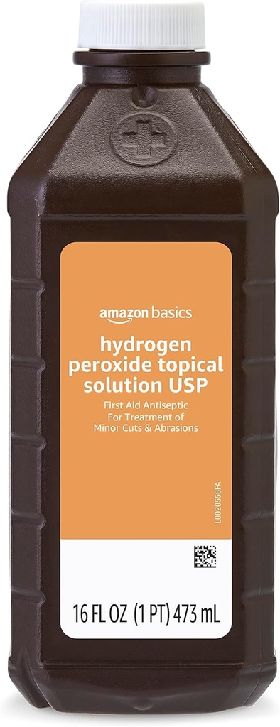 Basics Hydrogen Peroksida Solusi Topical USP, Aid Antiseptik Pertama untuk Cuts, Scrapes dan Wound Disinfeksi, 16 fl oz, Pack of 1 (Sebelumnya Solimoi)