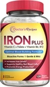 Doctor 's Recepes Iron Supplement for Women - Gentle Iron Bisglycinate with Vitamin C, B6, Folate & B12 - Non-Constipating & Homach Friendly Pill for Blood & Energy Dups, 120 Vegan Caps