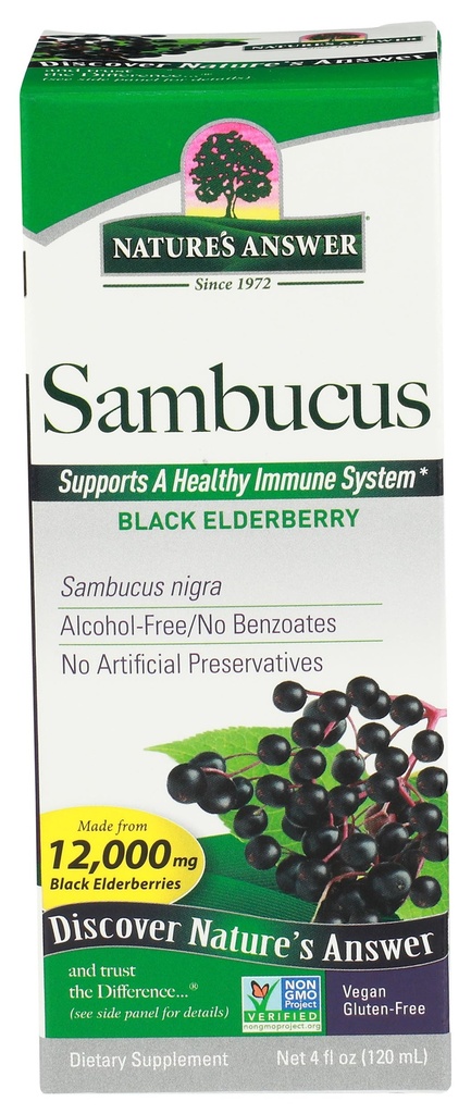 Nature 's Respons Sambucus Dietary Supplement, Original for Daily Immune and Antioksidant Support 144; Dibuat di Amerika Serikat 124; Alcohol- Free, Gluten- Free & Vegan 4oz (Pack 1)
