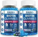 (2 Paket) Mie Biotin Gummies 10 juta mcg untuk Rambut Sehat, Skin & Nails untuk Dewasa - 120 Gummies Vitamin - Vegan, Non-GMO, Pectin- Berdasarkan Persediaan Kesehatan Rambut