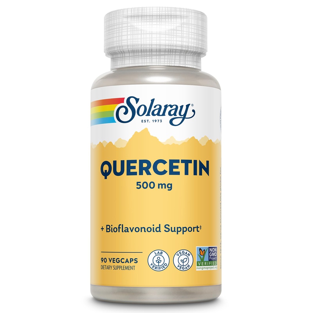 SOLARAY Quercetin 500 mg, Support Sinus, Respiratory, Immune Fungsi & Normal, Uric Acid Levels, 90 VexCaps