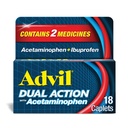 Advil Dual Action Coated Caplets with Acetaminofhen, 125mg Ibuprofen and 250mg Acetaminopenhen Per Caplet for 8 Hour Pain Relief - 18 Count