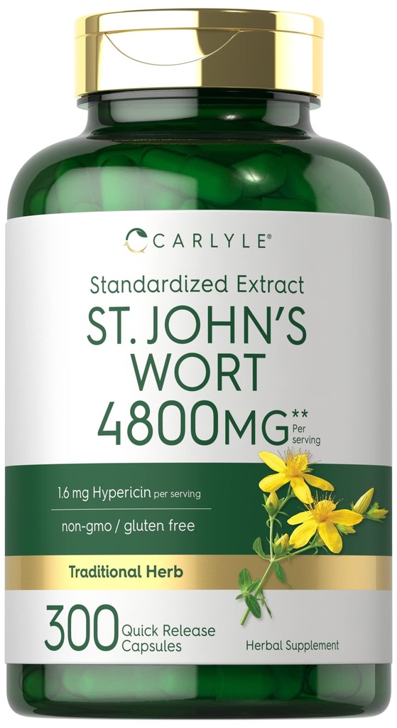 Carlyle St John 's Cort Capsules 124; 4800mg 124; 300 Count 124; Non-GMO & Gluten Free Supplemen 124; Standardisasi Ektract