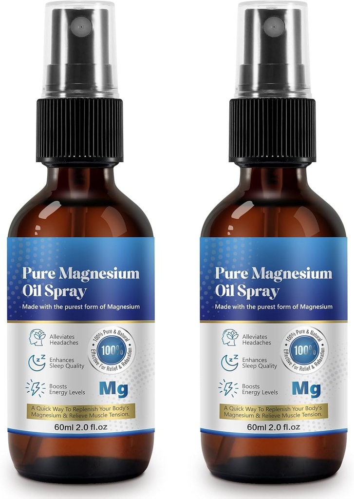 Generic 2 Fl Oz Magnesium Oil Spray - Murni & Organik - Konsentrasi Magnesium Tinggi - Non-GMO, Gluten- Free - Easy to Absorb - 2pc