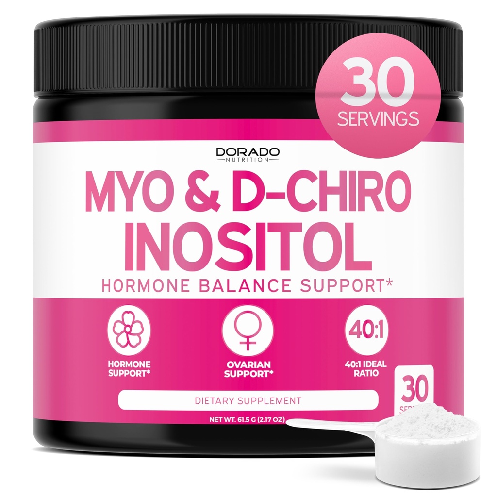 Myo- Inositol & D-Chiro Inositol Supplemen (2050mg Per Serving Ideal 40: 1 Rasio Myo Inositol, 30 Day Supply) Untuk Hormone Saldo for Women & Ovarian Health