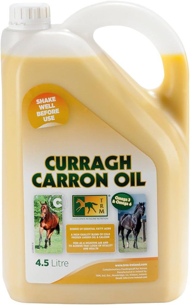 TRM Curragh Carron Flaxseed Oil Digetical Horse Supplement for a Shiny Coat 124; Sumber dari Omega 3 & 6 & 4; Membuktikan Weight, Skin & Coat - 152 lf oz / 1.2 US gal (4.5 Liter) - 152 lf oz (1.2 US gal)