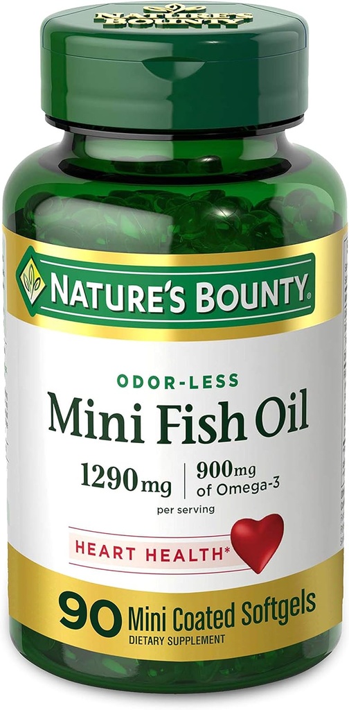 Nature 's Bounty Mini Fish Oil, 1290mg, 900mg dari Omega- 3, 90 Softgels