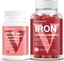 Vegan Iron Gummies Strawberry Plus Iron Bisglycinate 30MG: 124; Vegan Iron Supplement for Blood Heally & Daily Energy for Dewaty & Kid - 90 Count + 60