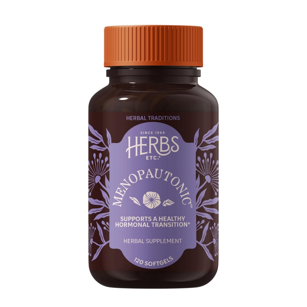 Herbs Etc. Menopatonic Softgels - Suplemen Estimits for Women - Hormonal Transition Suplemen - Offers Menopausasal Dukungan dengan Dong Quai & Motherwort - 120 Softgels (120 Pelayan)