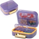 Toplive 7 Kompartemen Portable Pill Organizer Travel Pill Organizer, MoiviviceProvidence Small Cill Pill Daily Pill Container Box for Fish Oil Vitamin, Purple