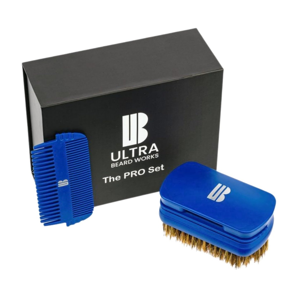 Magnetized 'Pro' Beard Kit - Ultimate 3 in-1 Detacrible Set dengan Cermin, Boar Bristle Brush, dan Two Combs