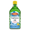 Carlson - Cod Liver Oil 1100 mg Omega- 3s Plus Vitamin A & D3, Wild Caught Norwegia Arktik, Disediakan Modisasi Nordic Fish Oil Liquid, Lemon, 500 mL (16.9 Fl Oz)