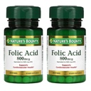 Nature 's Bounty Folic Acid 800 mcg Vitamin Suplemen Maksimum - 250 Tablet, Paket 2