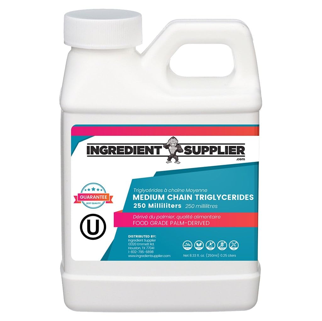 MCT Oil - 250mL (8.33 Oz.) Lap Tertahan - UHP Tingkat Pangan - Non GMO - Halal - untuk Nutition Olahraga, Keto atau Paleo Diet, Clean Energy, Ekstraksi
