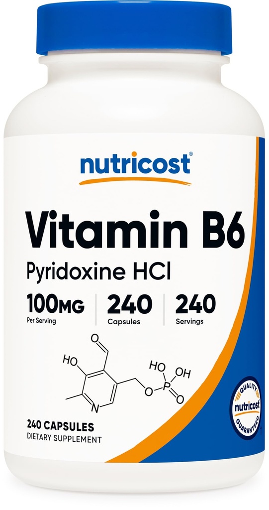 Nutricost Vitamin B6 (Pyridoxine HCI) 100mg, 240 Kapsul